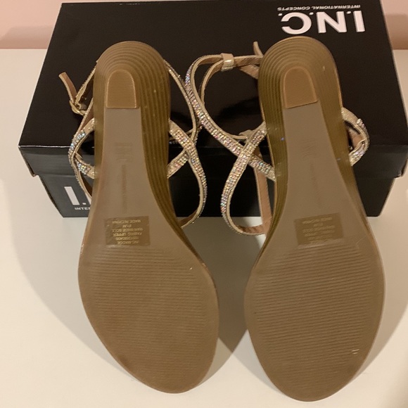 INC Rhinestone ankle strap sandals. - Picture 6 of 7